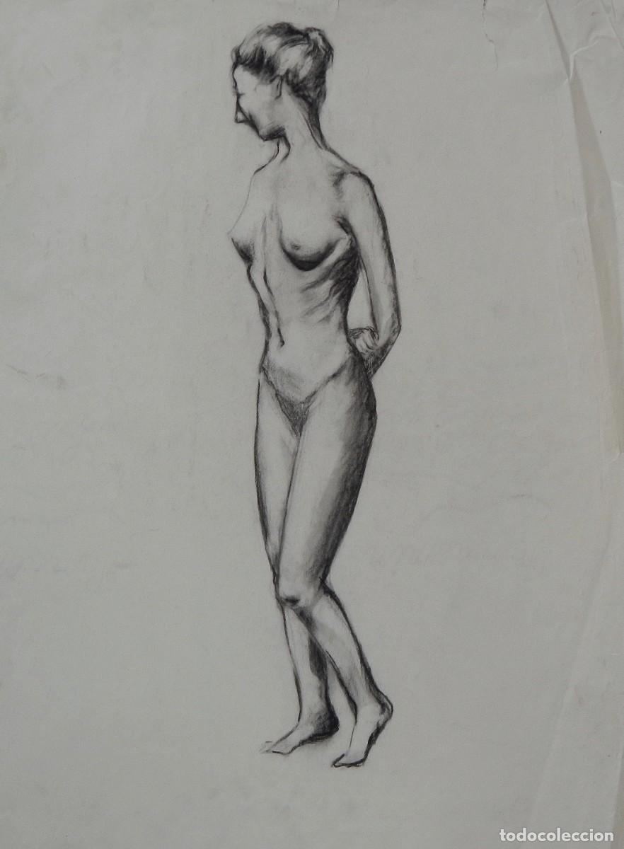 Arte: Manuel Vicente Mora. Carboncillo sobre papel. &rdquo;Desnudo femenino&rdquo;. Sin firmar. 43x34 cm.
