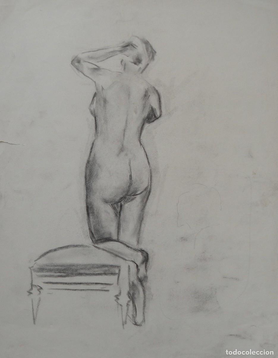 Arte: Manuel Vicente Mora. Carboncillo sobre papel. &rdquo;Desnudo femenino&rdquo;. Sin firmar. 43x34 cm.