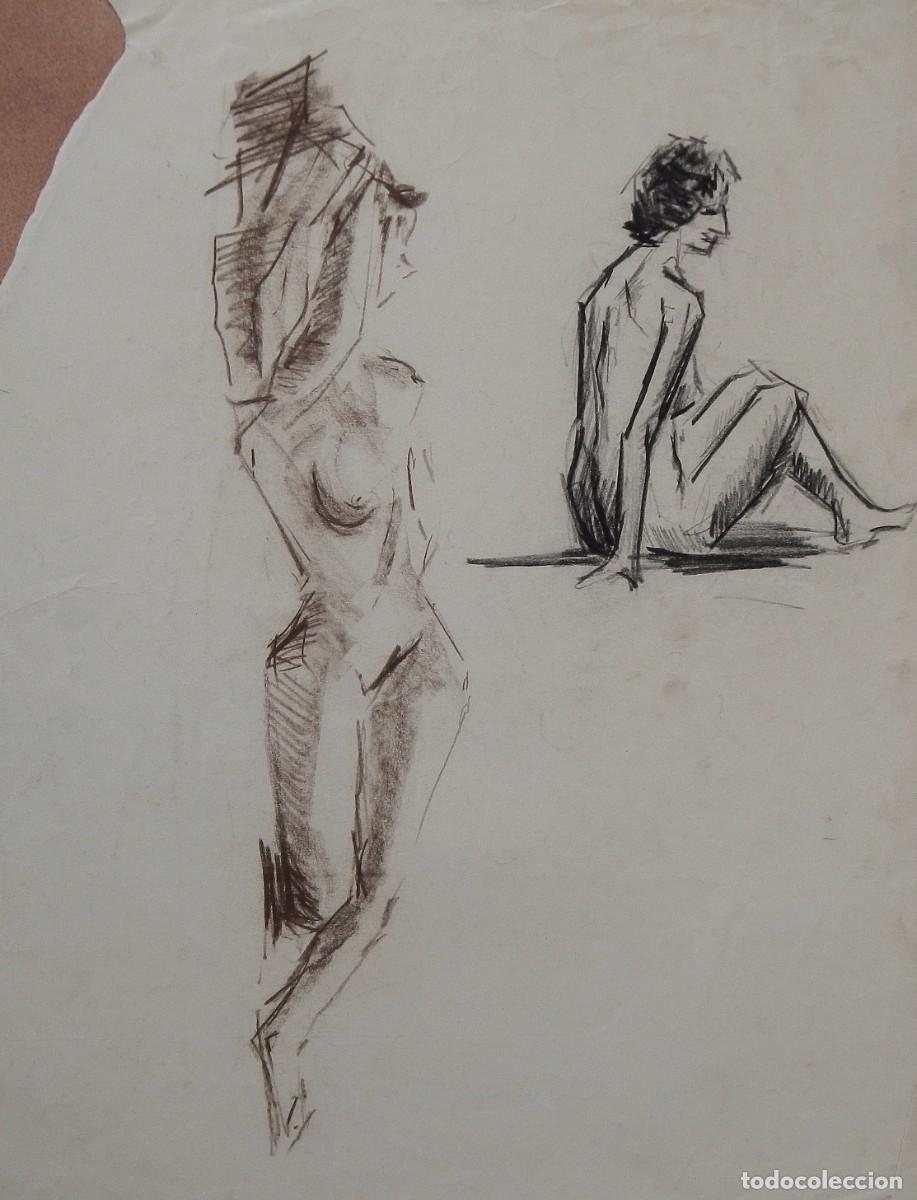 Arte: Manuel Vicente Mora. Carboncillo sobre papel. &rdquo;Desnudo femenino&rdquo;. Sin firmar. 43x34 cm.