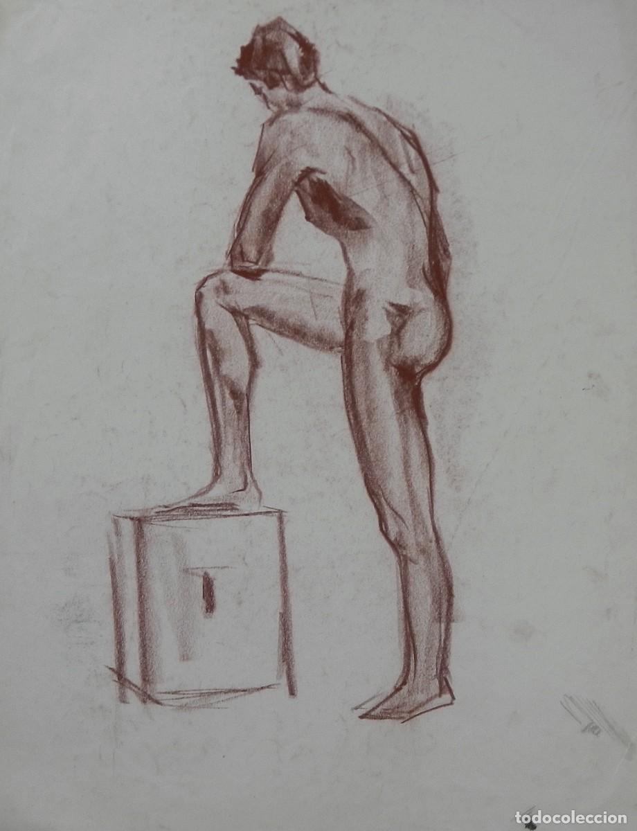 Arte: Manuel Vicente Mora. Carboncillo sobre papel. &rdquo;Desnudo masculino&rdquo;. Sin firmar. 43x34 cm.