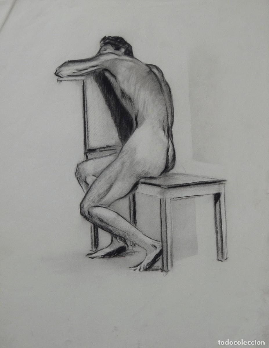 Arte: Manuel Vicente Mora. Carboncillo sobre papel. &rdquo;Desnudo masculino&rdquo;. Sin firmar. 43x34 cm.