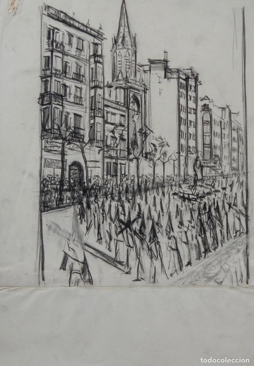 Arte: Manuel Vicente Mora. Carboncillo sobre papel. &rdquo;Procesi&oacute;n&rdquo;. Sin firmar. 44x31 cm.