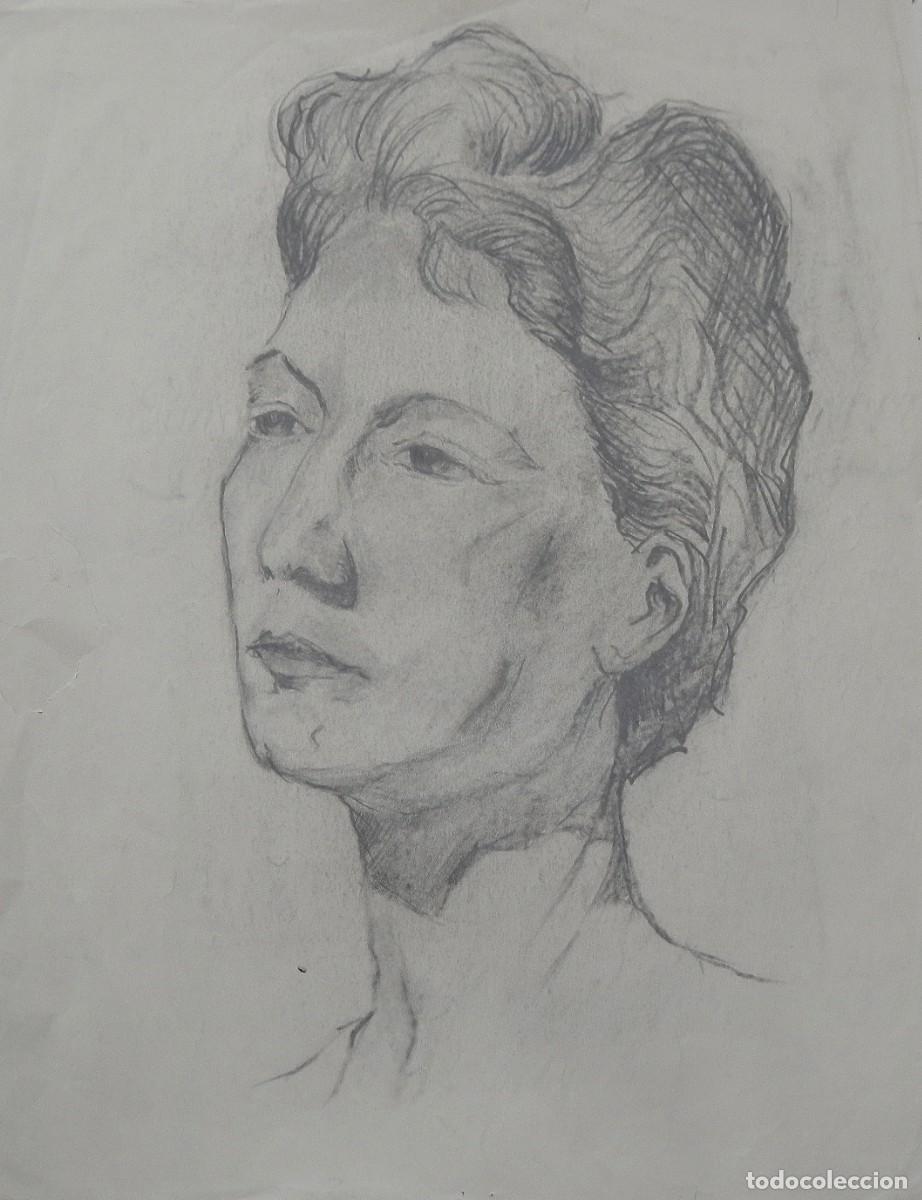 Arte: Manuel Vicente Mora. Carboncillo sobre papel. &rdquo;Rostro femenino&rdquo;. Sin firmar. 44x34 cm.