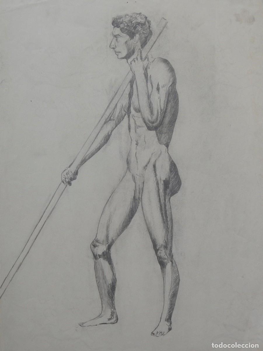 Arte: Manuel Vicente Mora. Carboncillo sobre papel. &rdquo;Desnudo masculino&rdquo;. Sin firmar. 44x34 cm.
