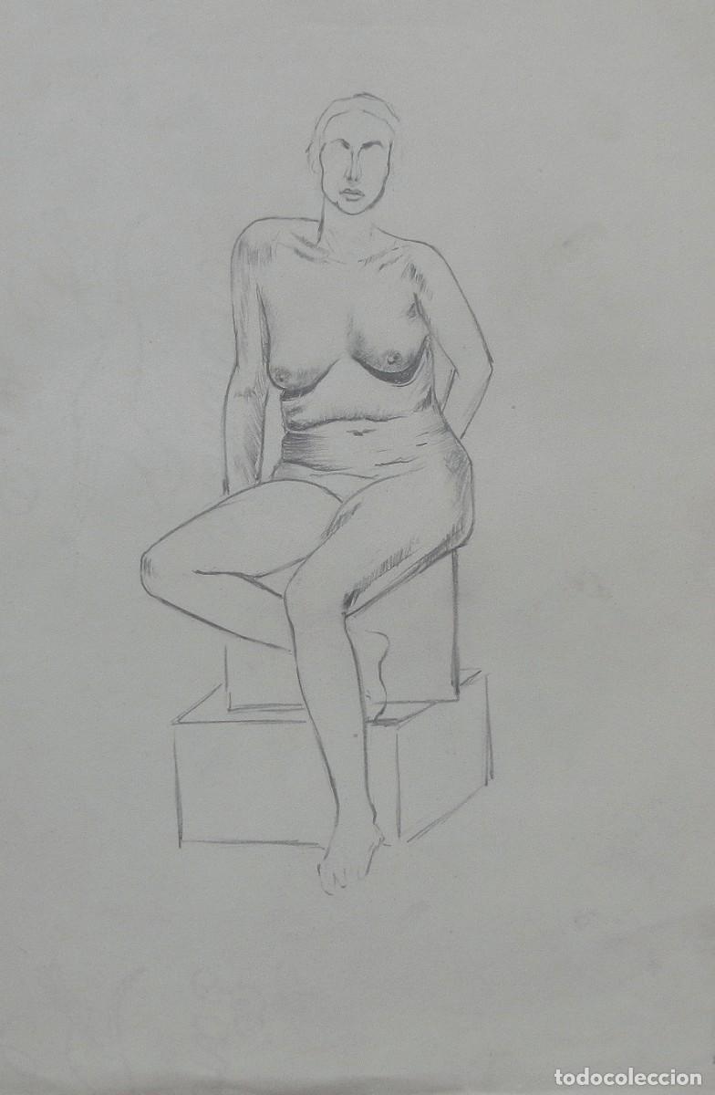 Arte: Manuel Vicente Mora. Carboncillo sobre papel. &rdquo;Desnudo femenino&rdquo;. Sin firmar. 31x22 cm.