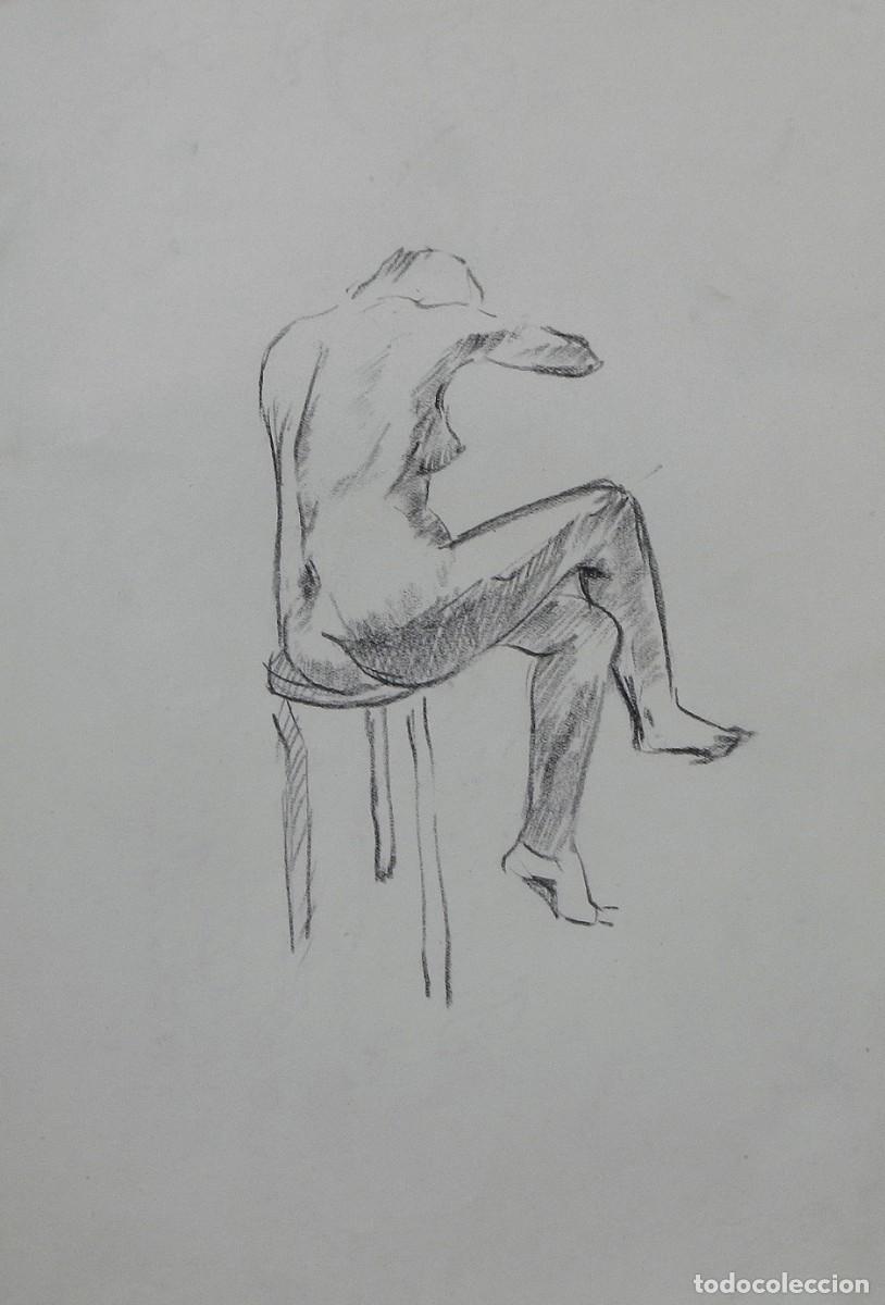 Arte: Manuel Vicente Mora. Carboncillo sobre papel. &rdquo;Desnudo femenino&rdquo;. Sin firmar. 31x22 cm.