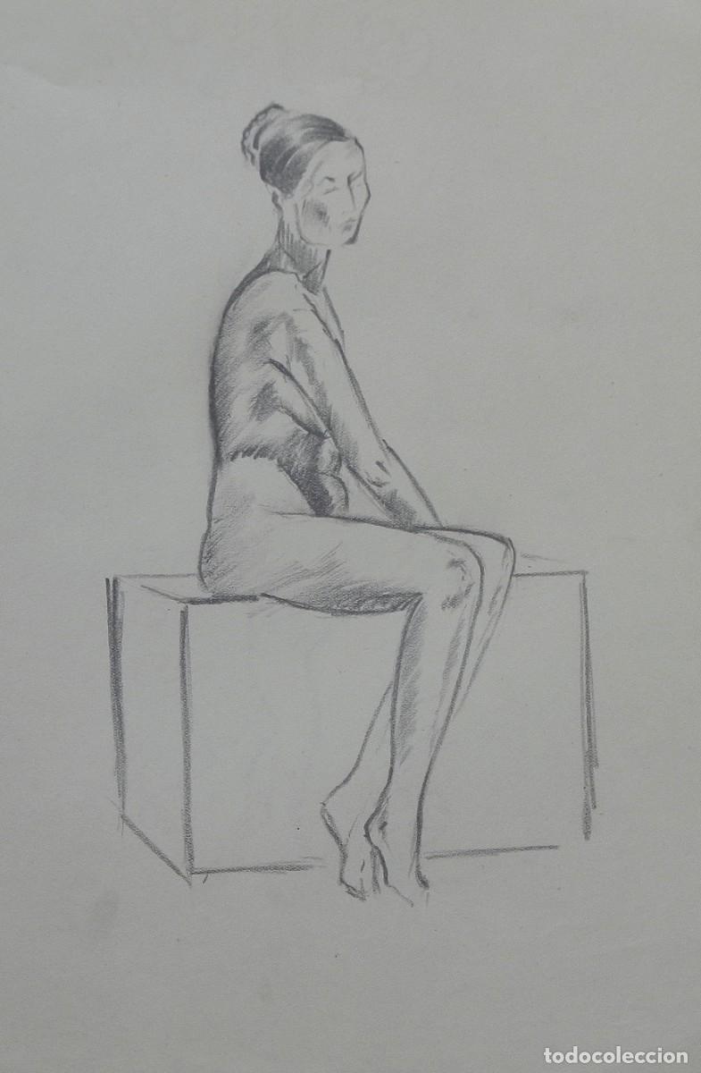 Arte: Manuel Vicente Mora. Carboncillo sobre papel. &rdquo;Desnudo femenino&rdquo;. Sin firmar. 31x22 cm.
