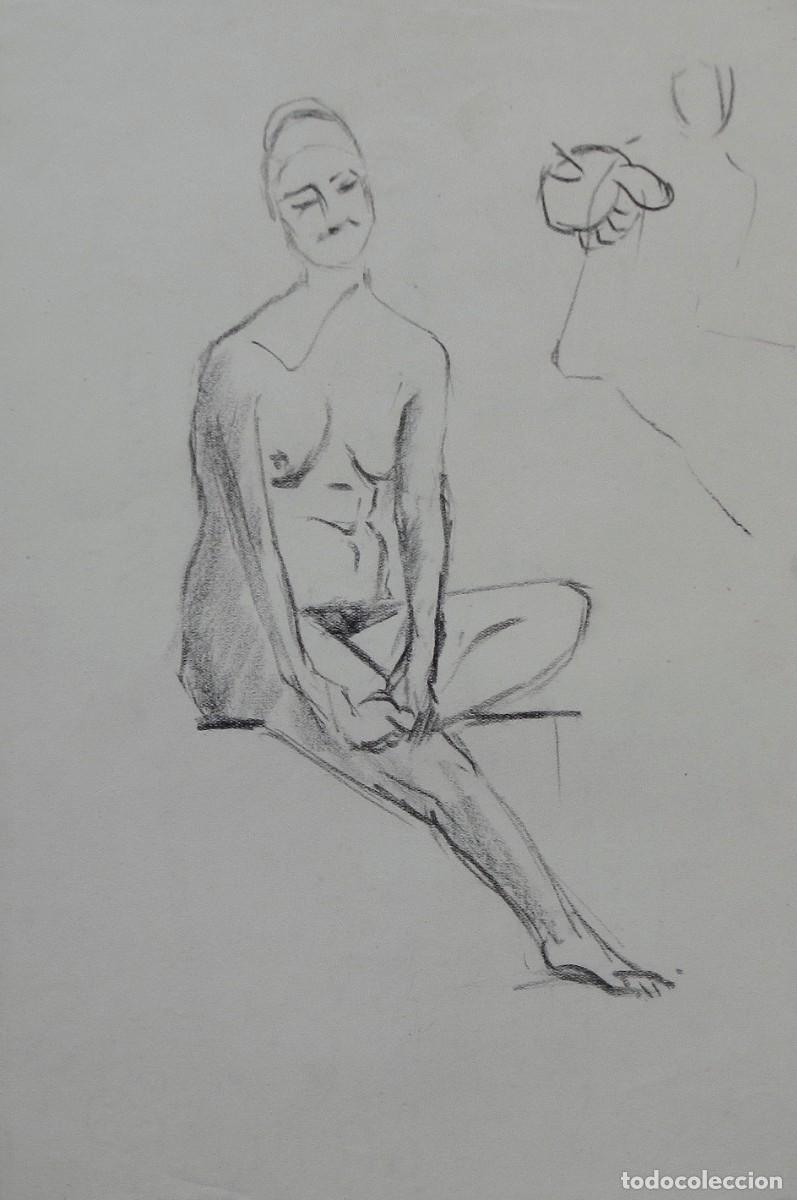 Arte: Manuel Vicente Mora. Carboncillo sobre papel. &rdquo;Desnudo femenino&rdquo;. Sin firmar. 31x22 cm.