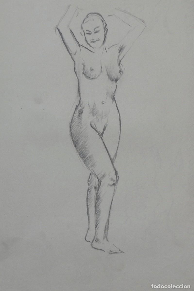 Arte: Manuel Vicente Mora. Carboncillo sobre papel. &rdquo;Desnudo femenino&rdquo;. Sin firmar. 31x22 cm.