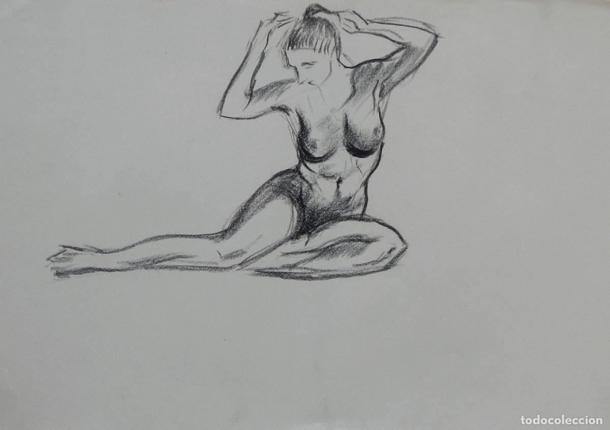 Arte: Manuel Vicente Mora. Carboncillo sobre papel. &rdquo;Desnudo femenino&rdquo;. Sin firmar. 31x22 cm.