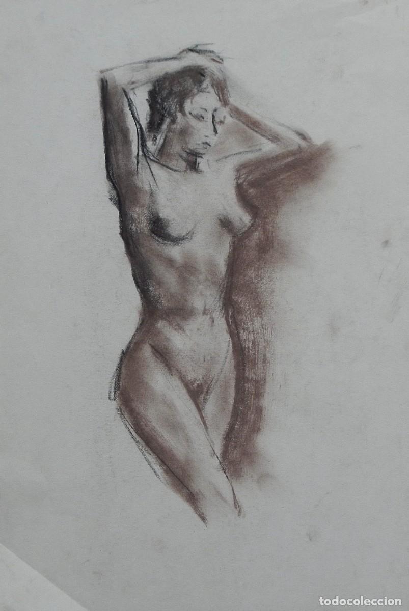 Arte: Manuel Vicente Mora. Carboncillo sobre papel. &rdquo;Desnudo femenino&rdquo;. Sin firmar. 31x22 cm.