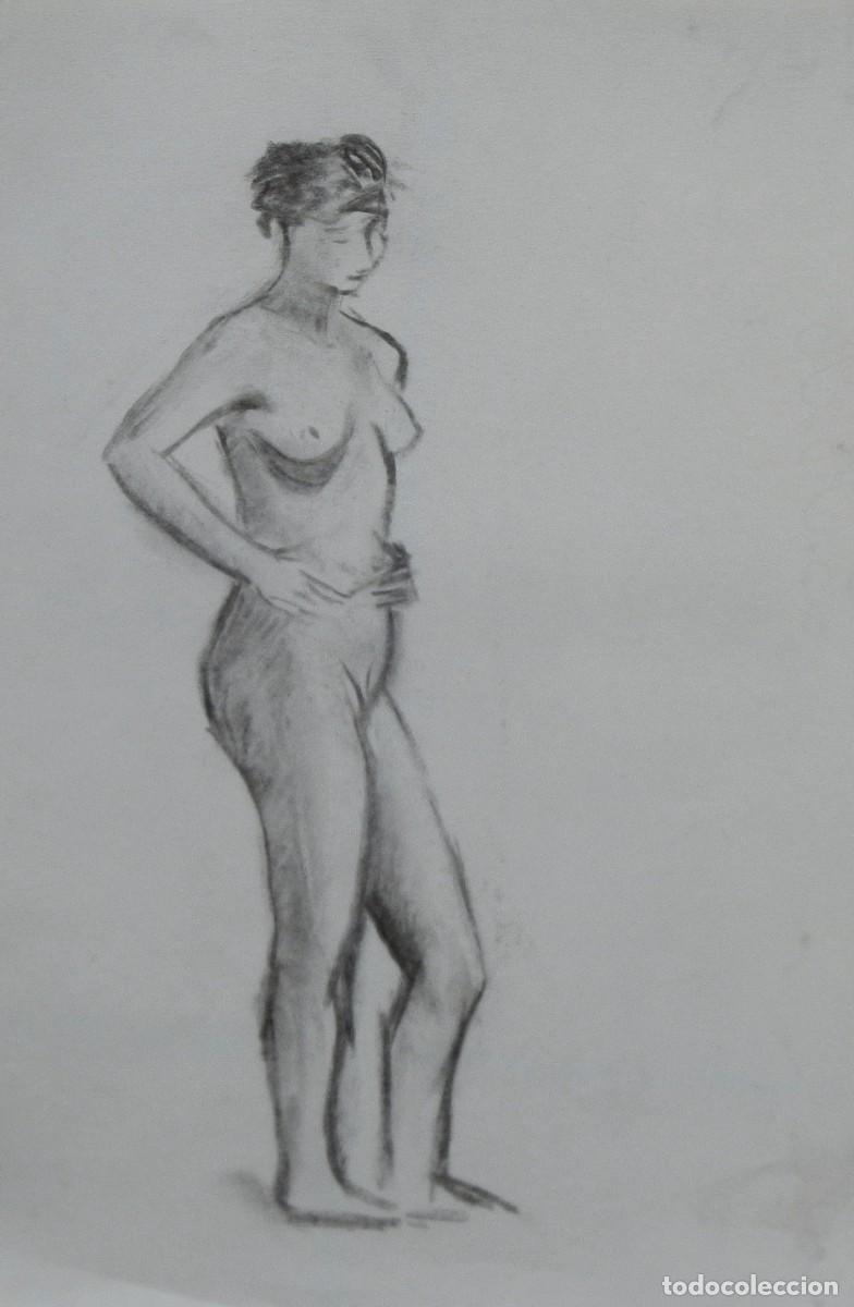 Arte: Manuel Vicente Mora. Carboncillo sobre papel. &rdquo;Desnudo femenino&rdquo;. Sin firmar. 31x22 cm.