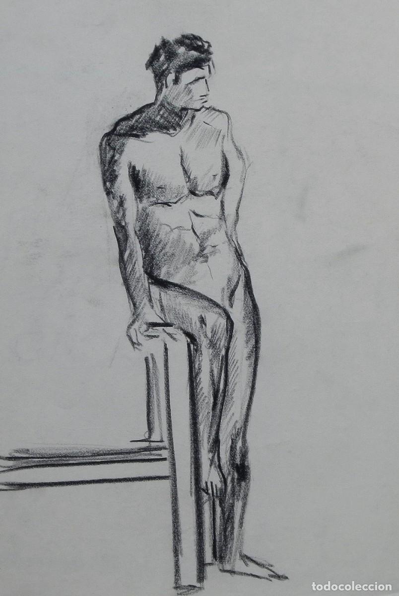 Arte: Manuel Vicente Mora. Carboncillo sobre papel. &rdquo;Desnudo masculino&rdquo;. Sin firmar. 31x22 cm.
