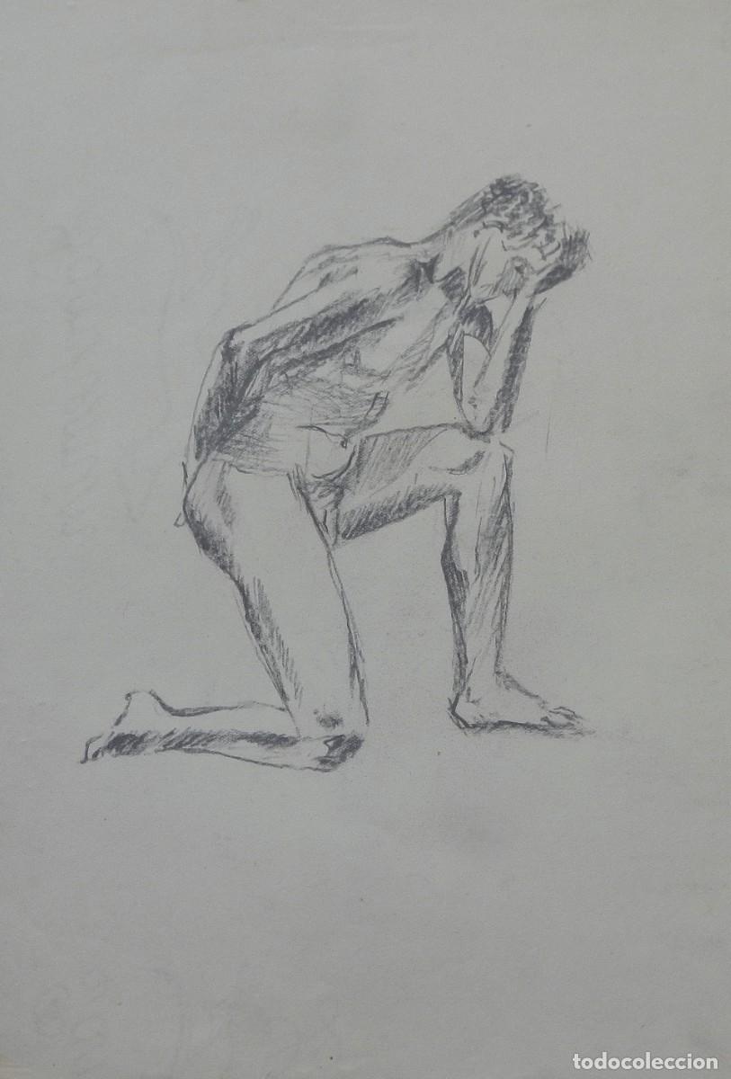 Arte: Manuel Vicente Mora. Carboncillo sobre papel. &rdquo;Desnudo masculino&rdquo;. Sin firmar. 31x22 cm.