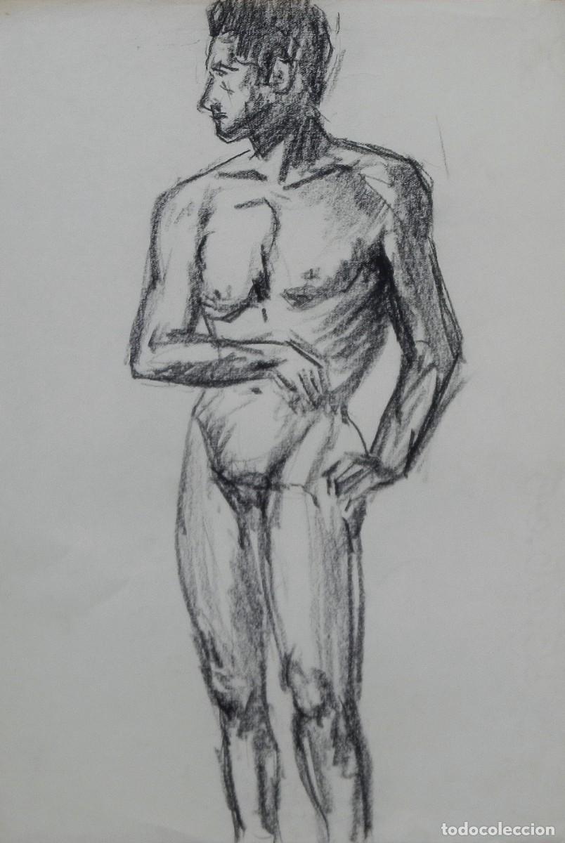 Arte: Manuel Vicente Mora. Carboncillo sobre papel. &rdquo;Desnudo masculino&rdquo;. Sin firmar. 31x22 cm.