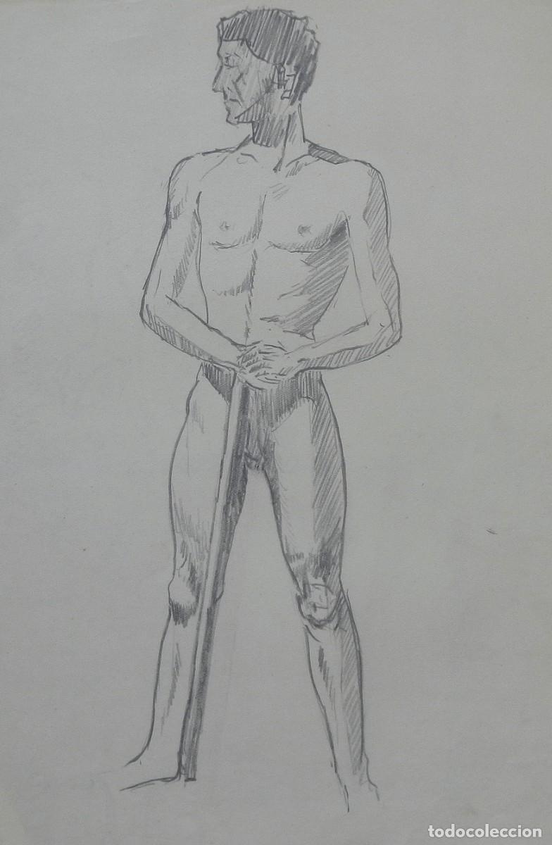 Arte: Manuel Vicente Mora. Carboncillo sobre papel. &rdquo;Desnudo masculino&rdquo;. Sin firmar. 31x22 cm.