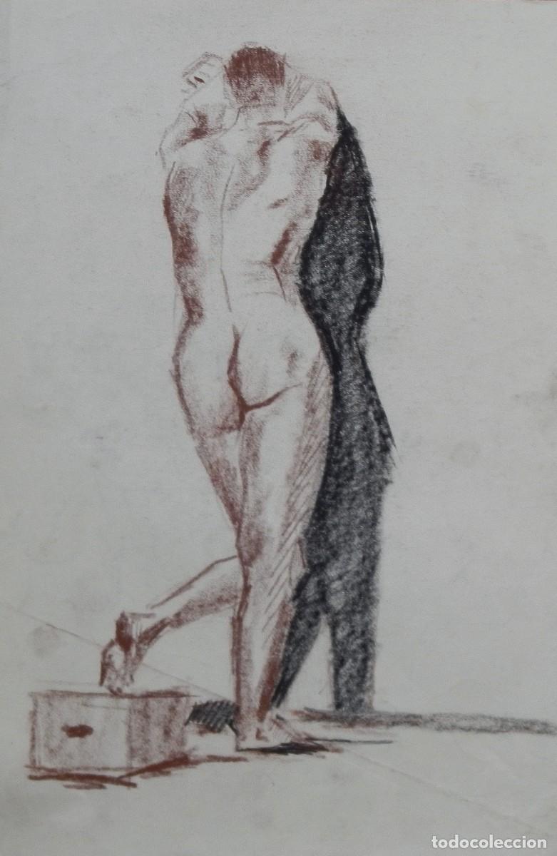 Arte: Manuel Vicente Mora. Carboncillo sobre papel. &rdquo;Desnudo masculino&rdquo;. Sin firmar. 31x22 cm.