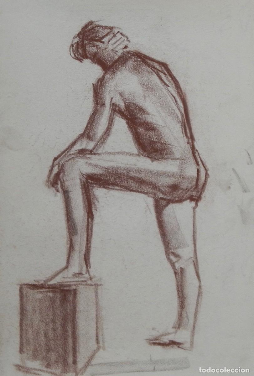 Arte: Manuel Vicente Mora. Carboncillo sobre papel. &rdquo;Desnudo masculino&rdquo;. Sin firmar. 31x22 cm.