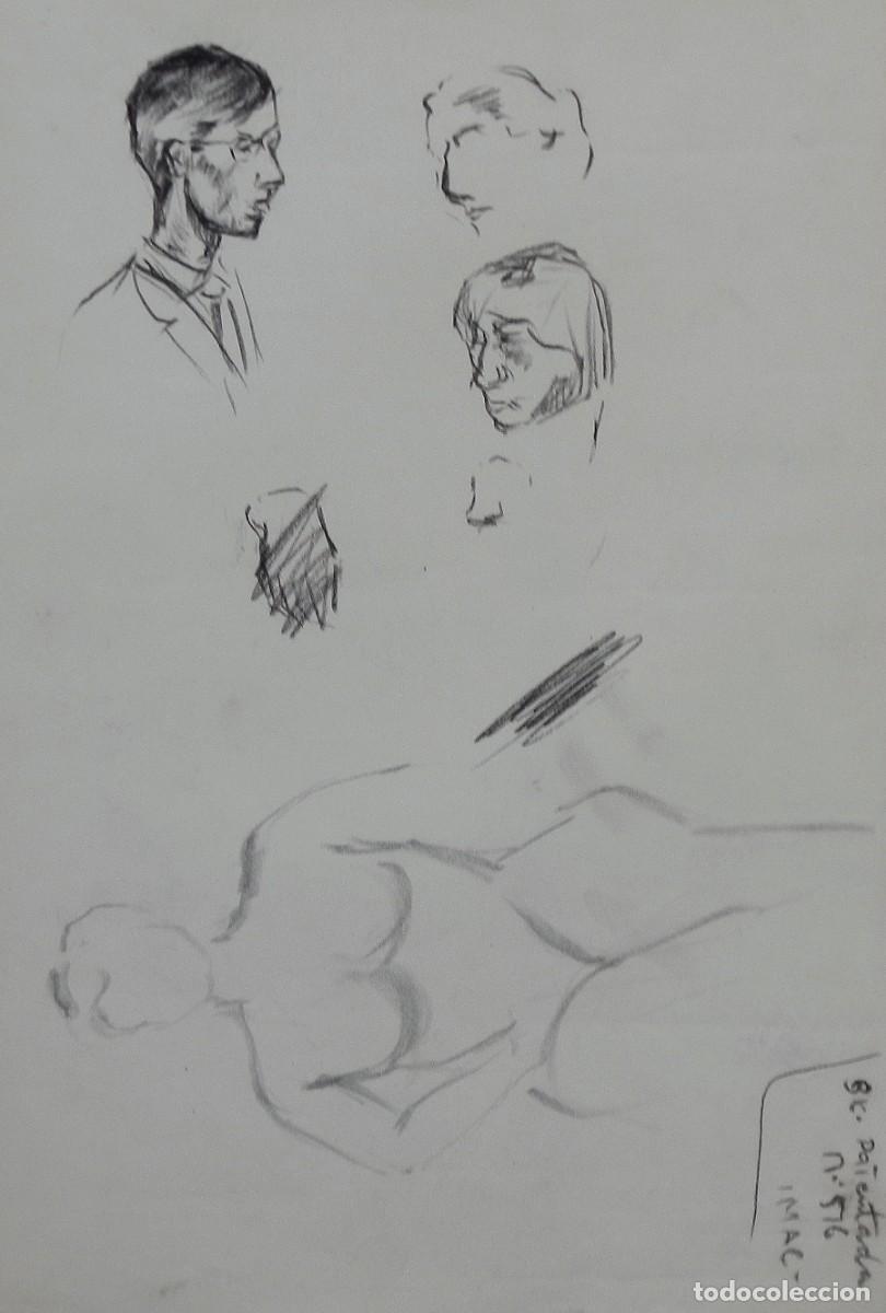 Arte: Manuel Vicente Mora. Carboncillo sobre papel. &rdquo;Desnudo femenino y caras&rdquo;. Sin firmar. 31x22 cm.