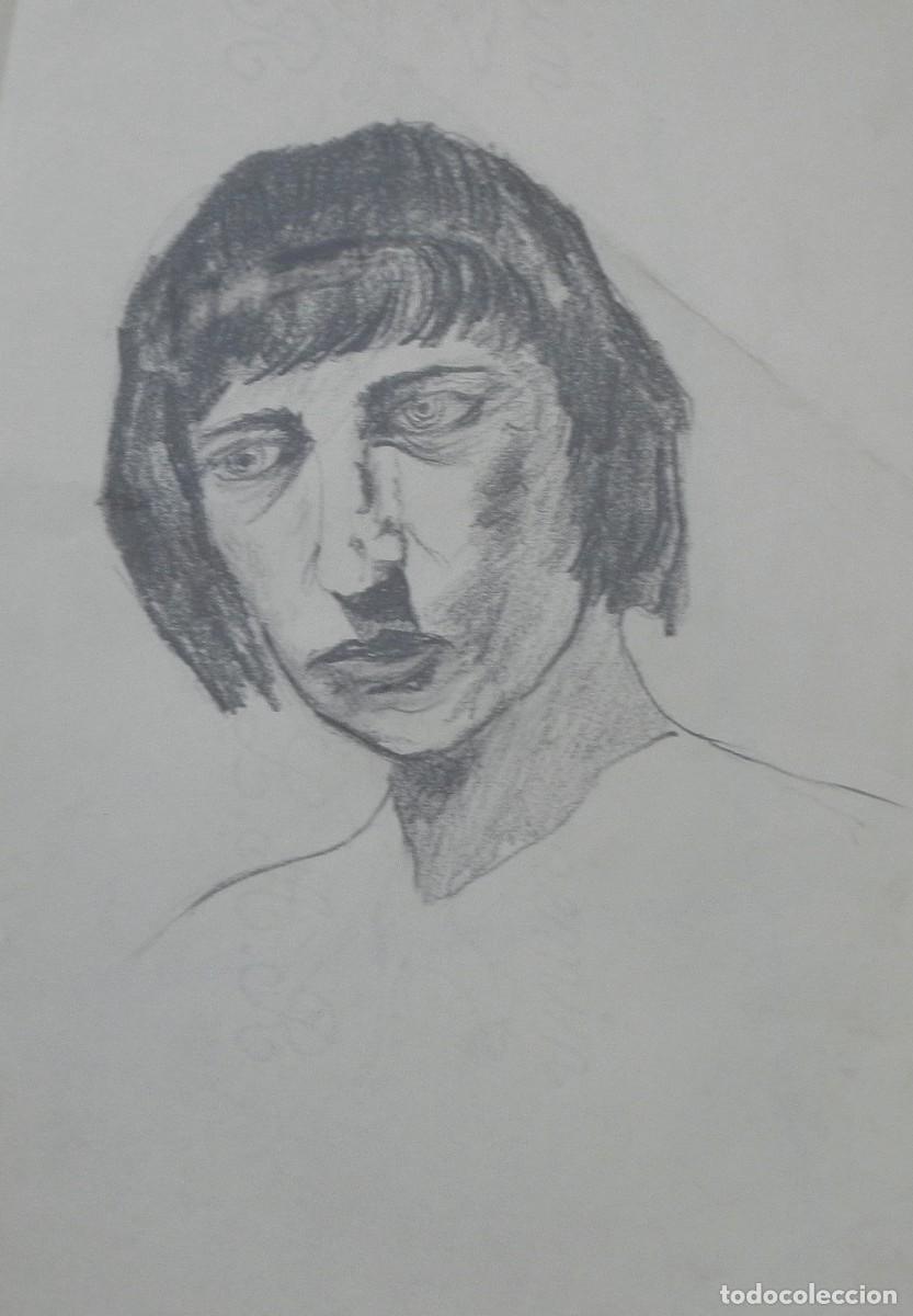 Arte: Manuel Vicente Mora. Carboncillo sobre papel. &rdquo;Rostro masculino&rdquo;. Firmado a mano. 31x22 cm.