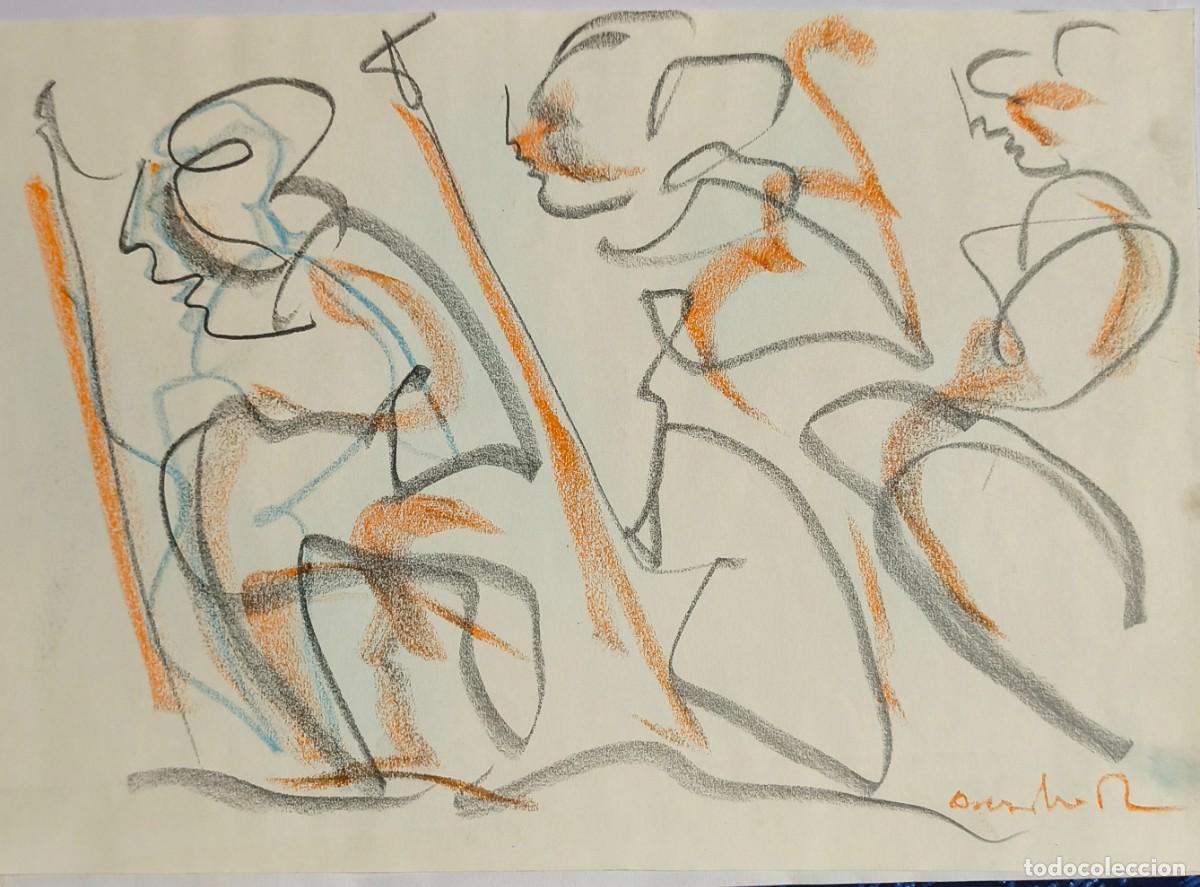 Arte: Dibujo original de Acisclo Manzano firmado, peregrinos