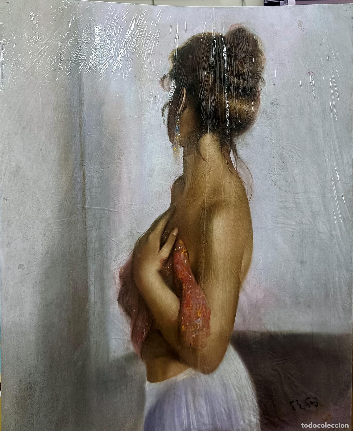 Arte: Pastel de figura femenina de Enric Montserrat Foj. 50 x 61 cm