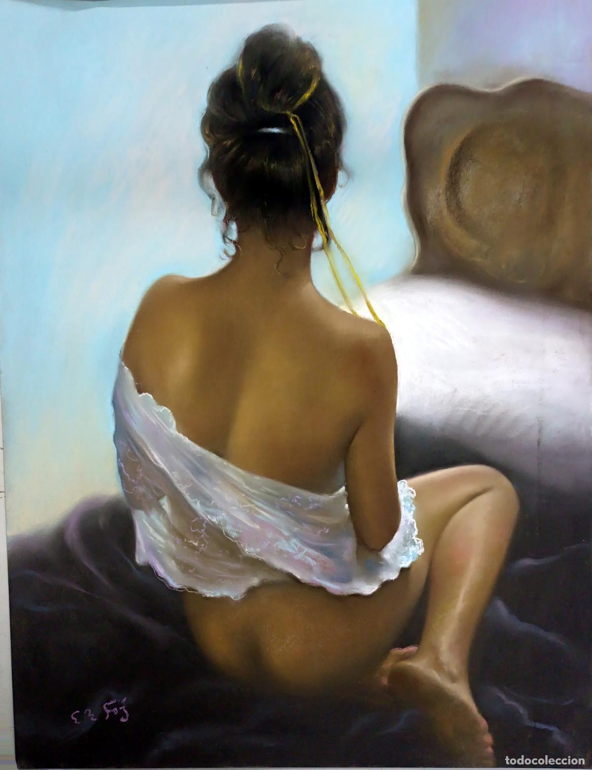Arte: Pastel de figura femenina de Enric Montserrat Foj. 50x65 cm