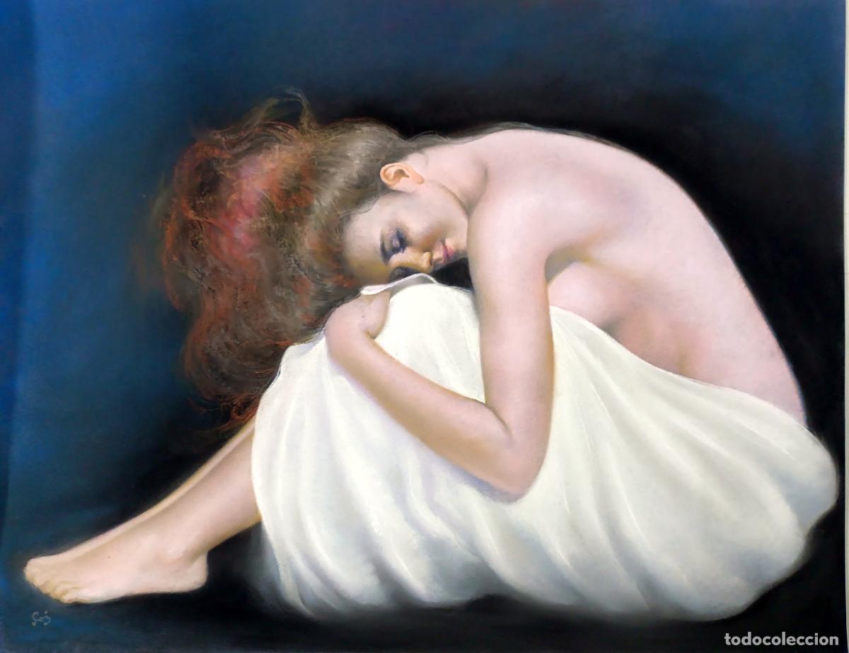 Arte: Pastel de figura femenina desnuda de Enric Montserrat Foj. 65x50
