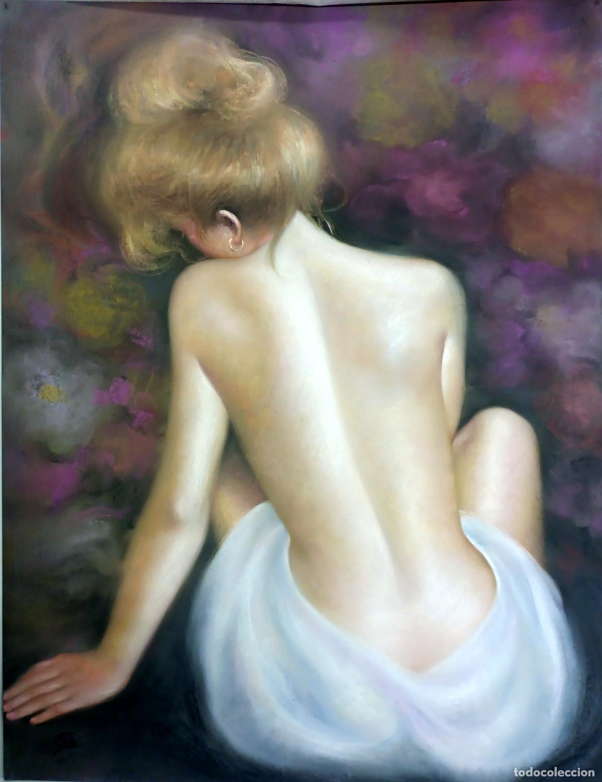 Arte: Pastel de figura femenina de Enric Montserrat Foj. 50 x 65 cm