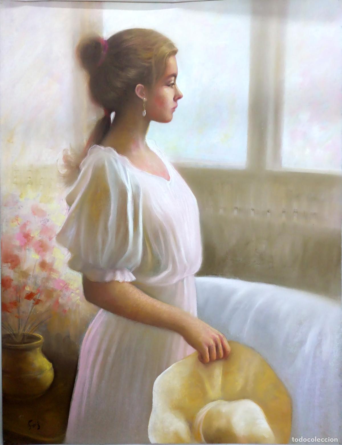 Arte: Pastel de figura femenina de Enric Montserrat Foj. 50x65 cm