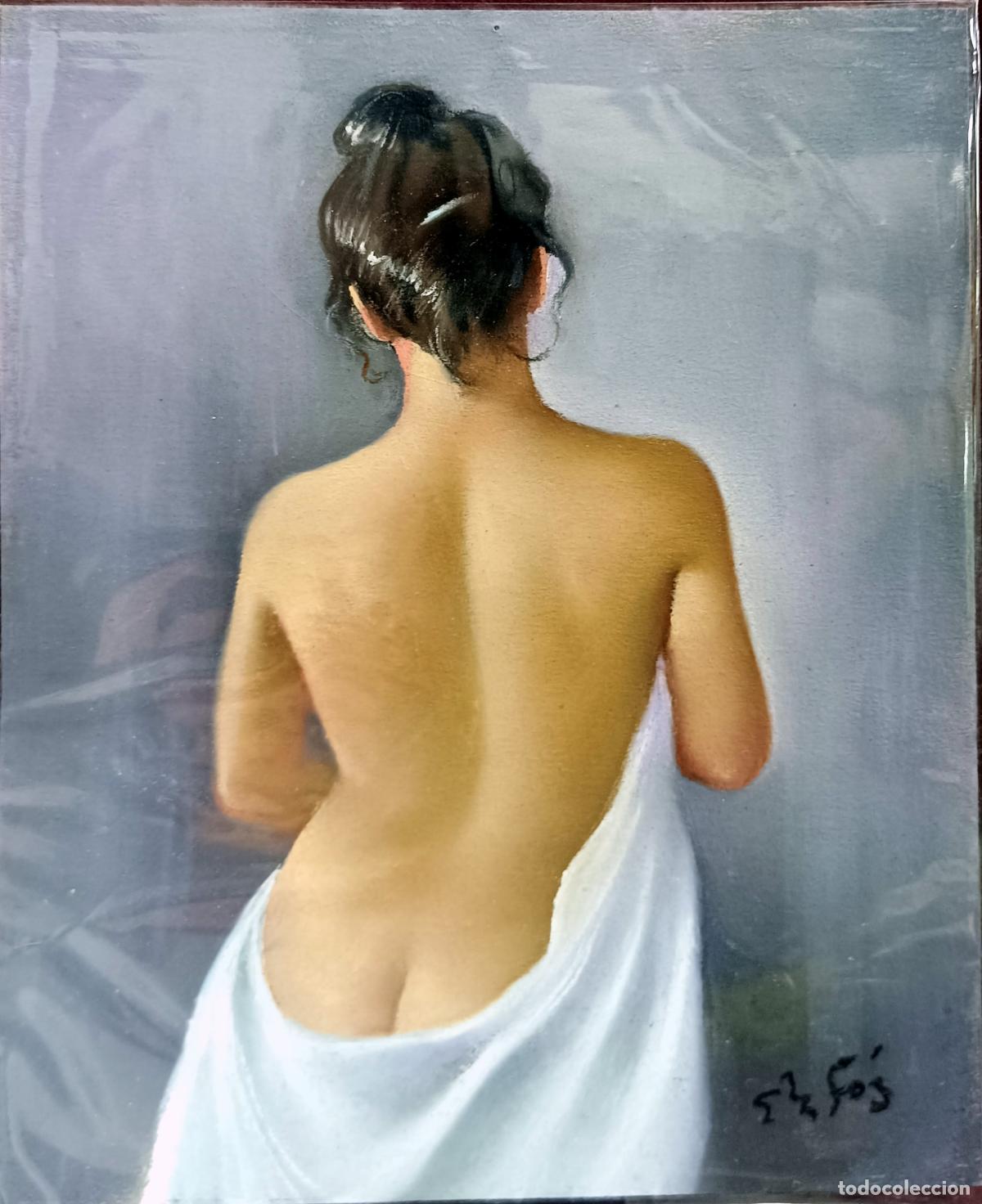 Arte: Pastel de figura femenina de Enric Montserrat Foj. 22x27 cm