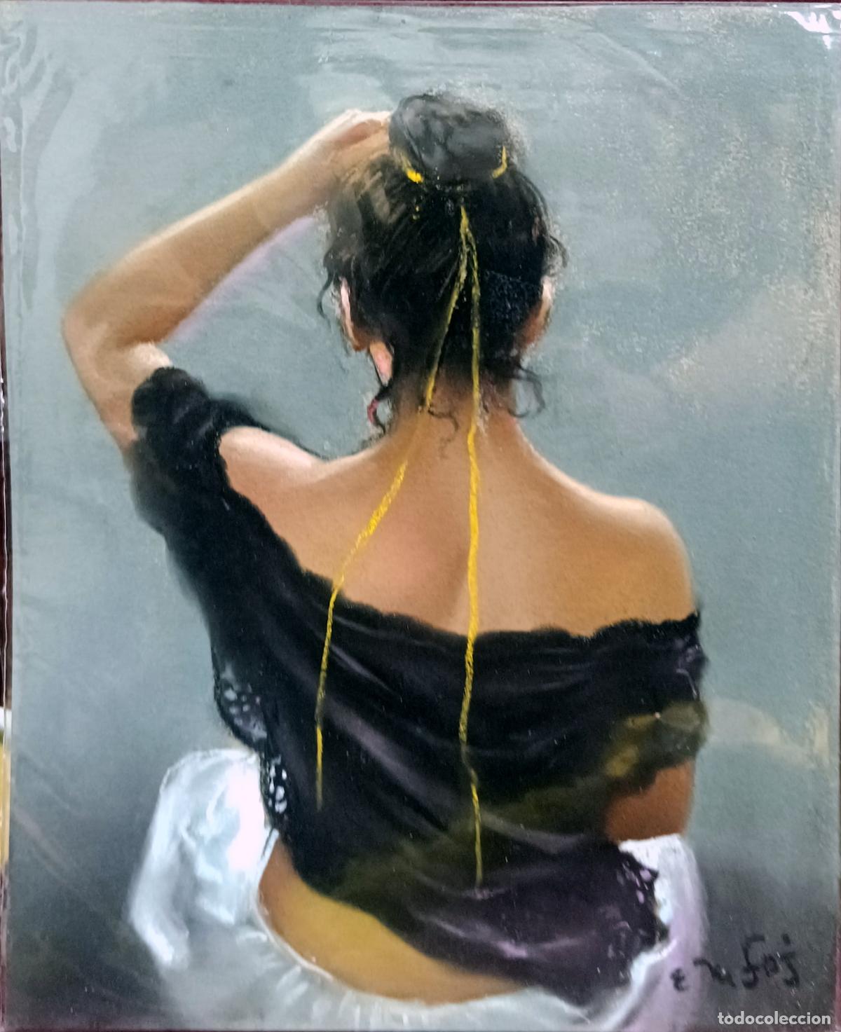 Arte: Pastel de mujer de espaldas. Enric Montserrat Foj. 22x27 cm