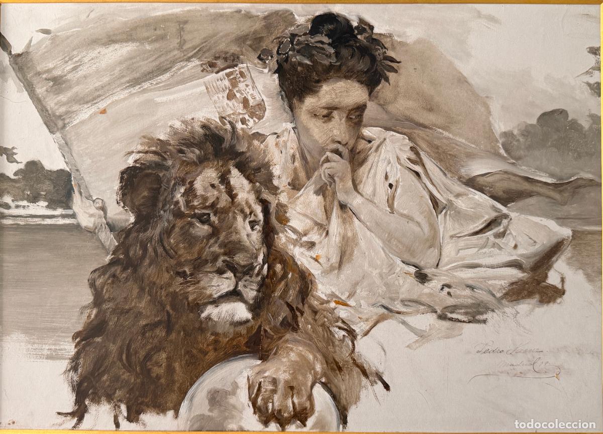 Arte: Pedro Saenz Saenz , M&aacute;laga , grisalla sobre cart&oacute;n , Madrid 1898 , alegor&iacute;a de Espa&ntilde;a , R800