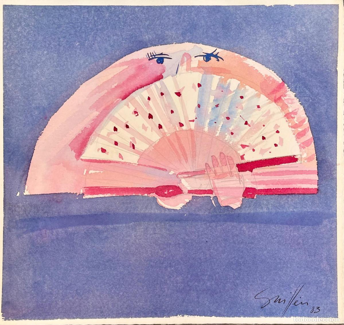 Arte: JOAN JOSEP GUILL&Eacute;N - DIBUJO ACUARELA FIRMADO, 1983