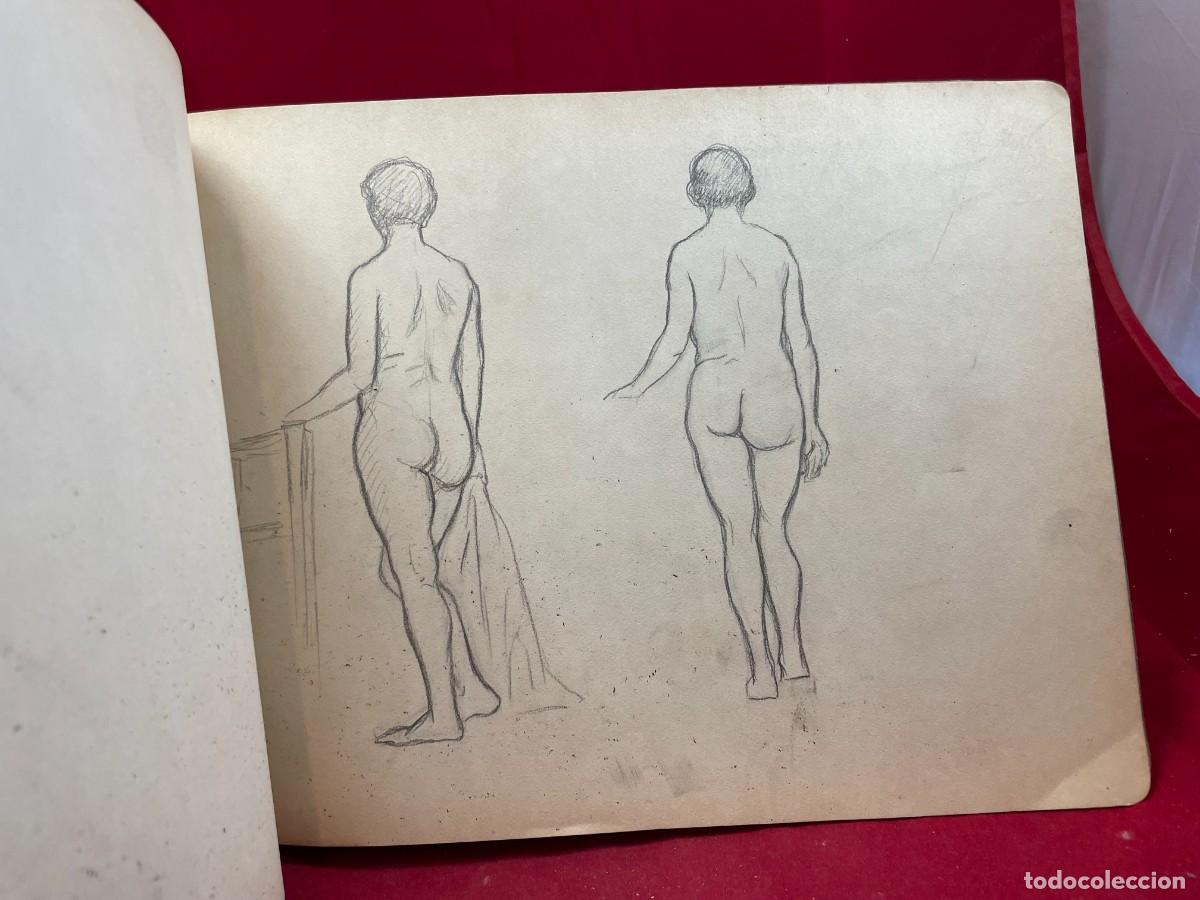 Arte: CUADERNO DE DIBUJO ORIGINAL C. 1950 MAS DE 35 BOCETOS Y DESNUDOS FEMENINOS A L&Aacute;PIZ