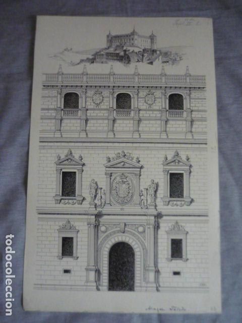 Arte: TOLEDO EL ALCAZAR DIBUJO A PLUMILLA ORIGINAL CONSTANTIN UHDE ARQUITECTO ALEMAN 1888 1889