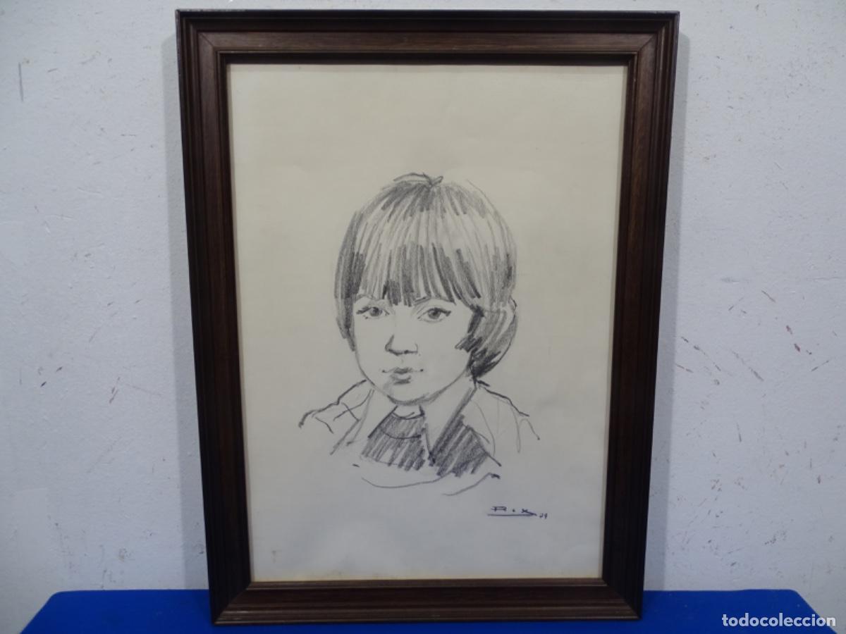 Arte: DIBUJO CARBONCILLO RICARDO REX QUINTANA. RETRATO 79