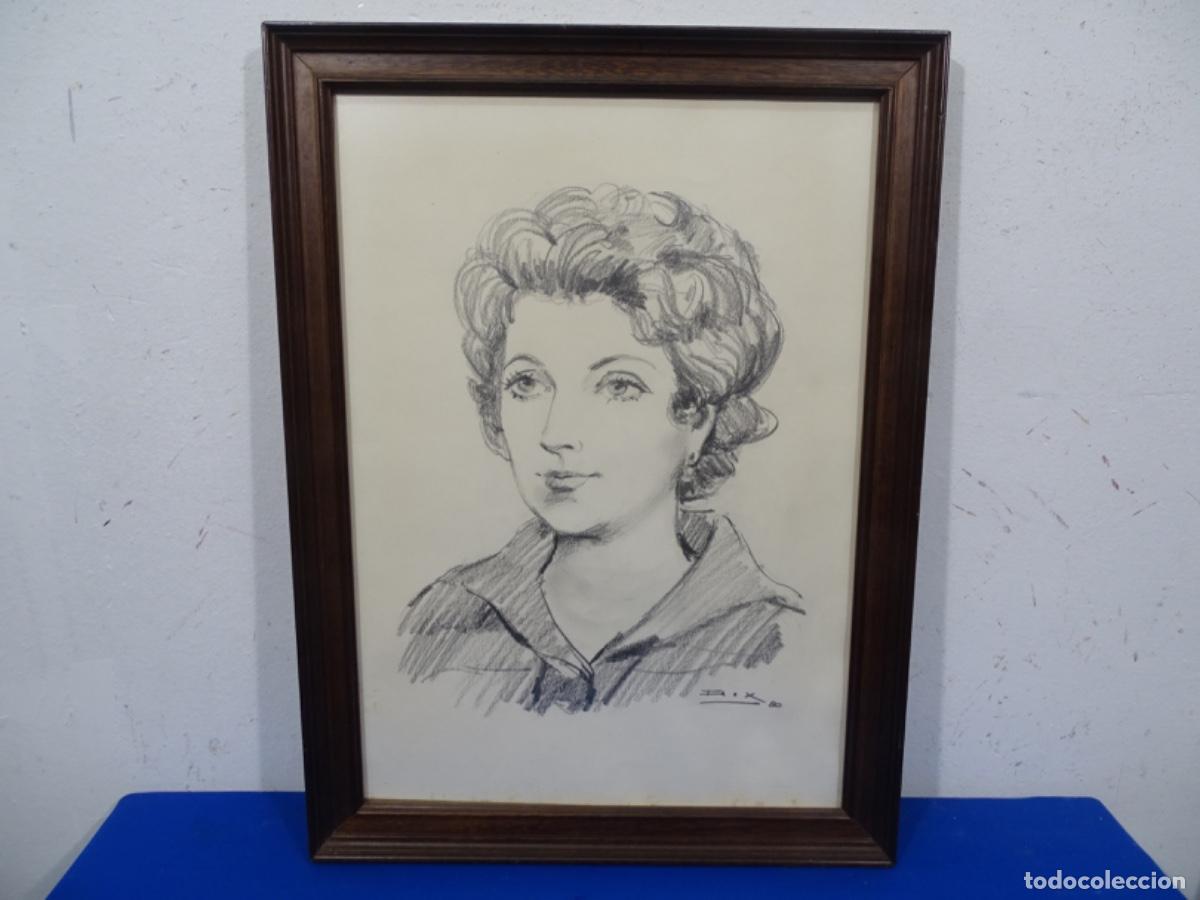 Arte: DIBUJO CARBONCILLO RICARDO REX QUINTANA. RETRATO 80