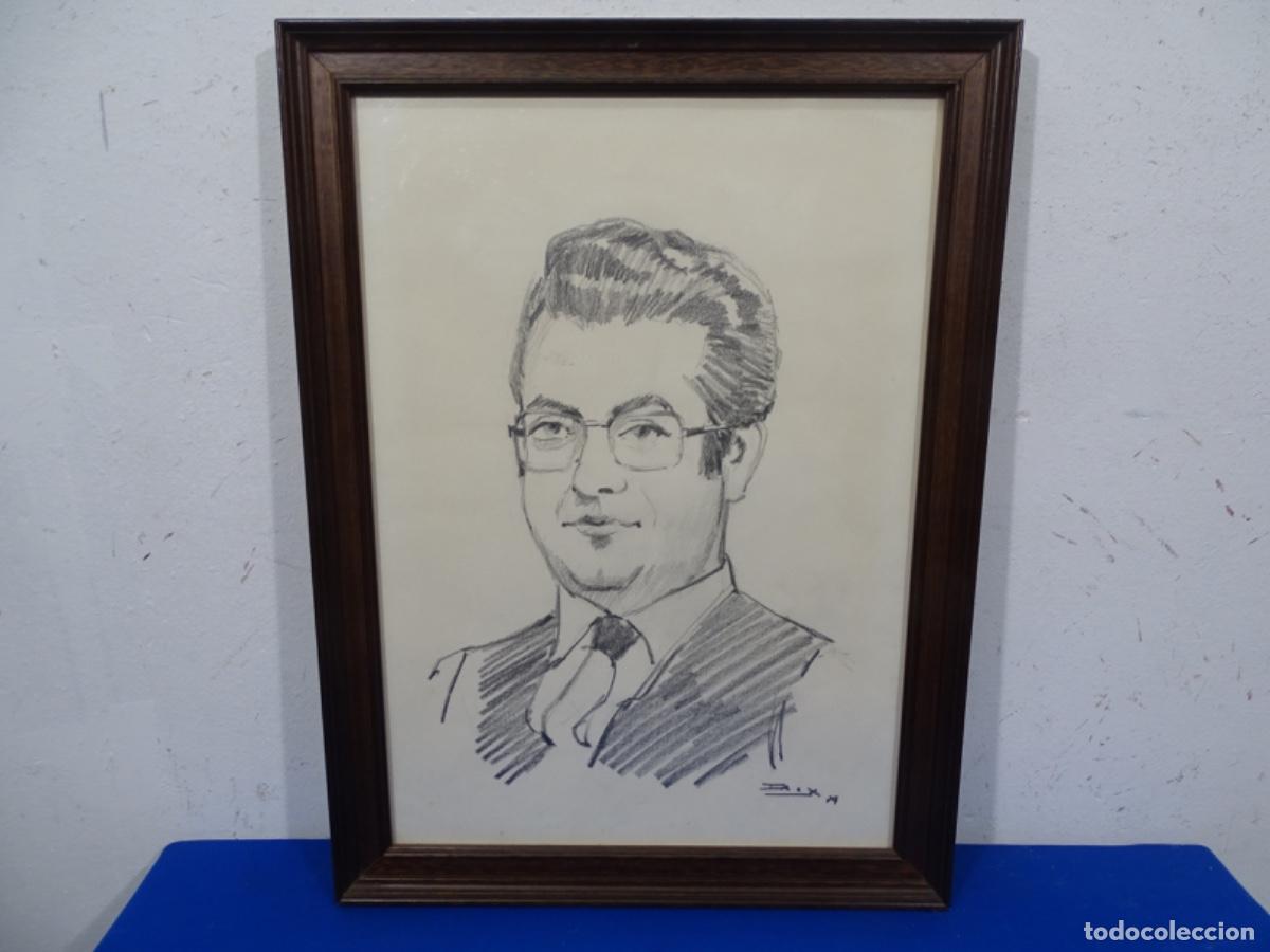 Arte: DIBUJO CARBONCILLO RICARDO REX QUINTANA. RETRATO 79