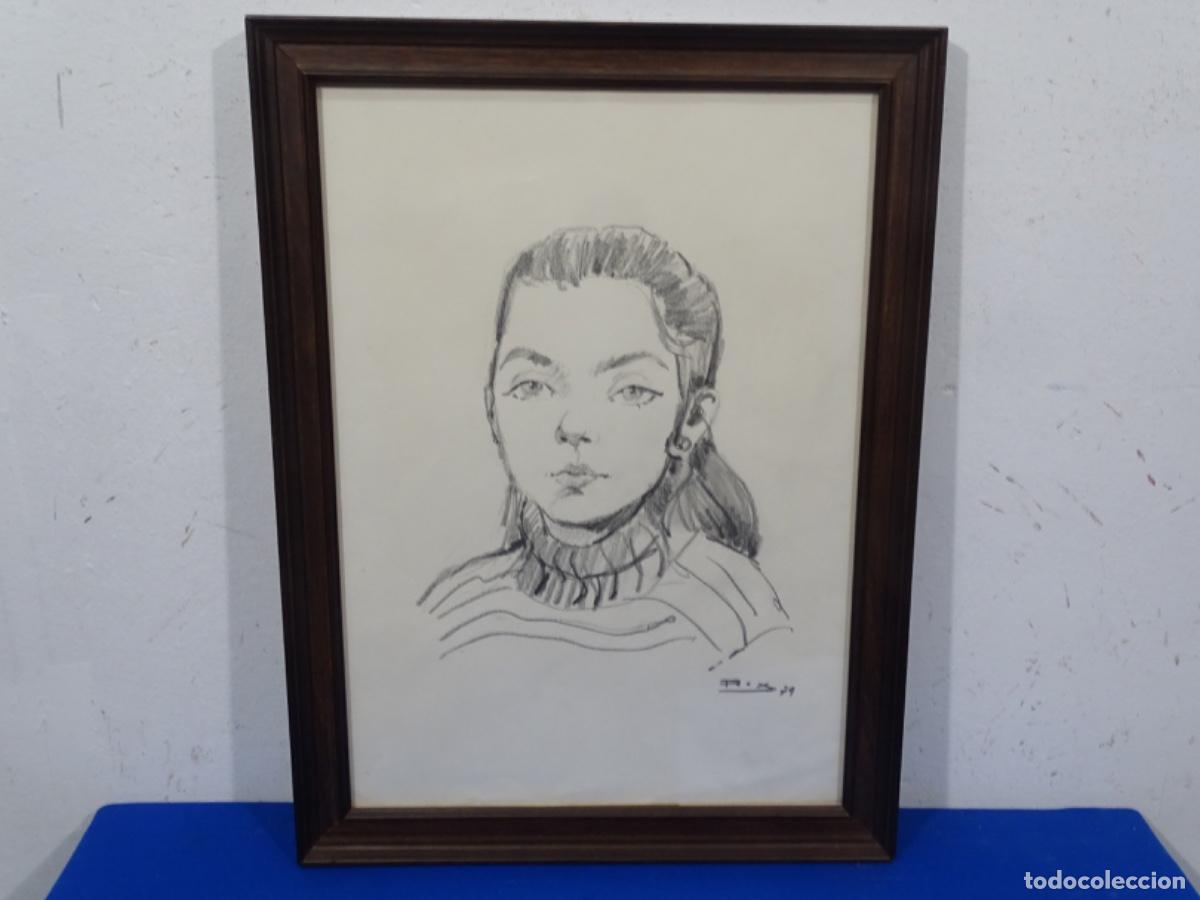 Arte: DIBUJO CARBONCILLO RICARDO REX QUINTANA. RETRATO 79