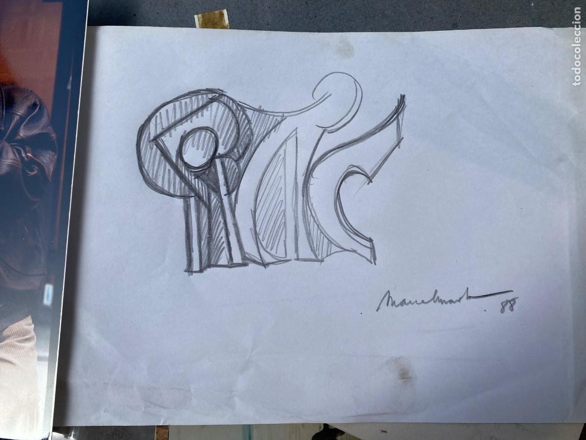 Kunst: Marcel Marti Boceto original a lapiz firmado 1988