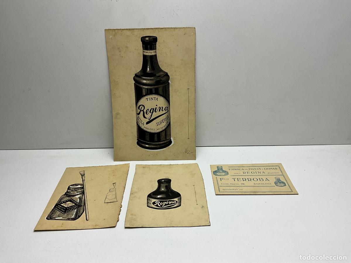 Arte: DIBUJOS ORIGINALES DE TINTA REGINA DE BARCELONA -CON TARJETA ORIGINAL-SELLO DEL TALLER DEL DIBUJANTE