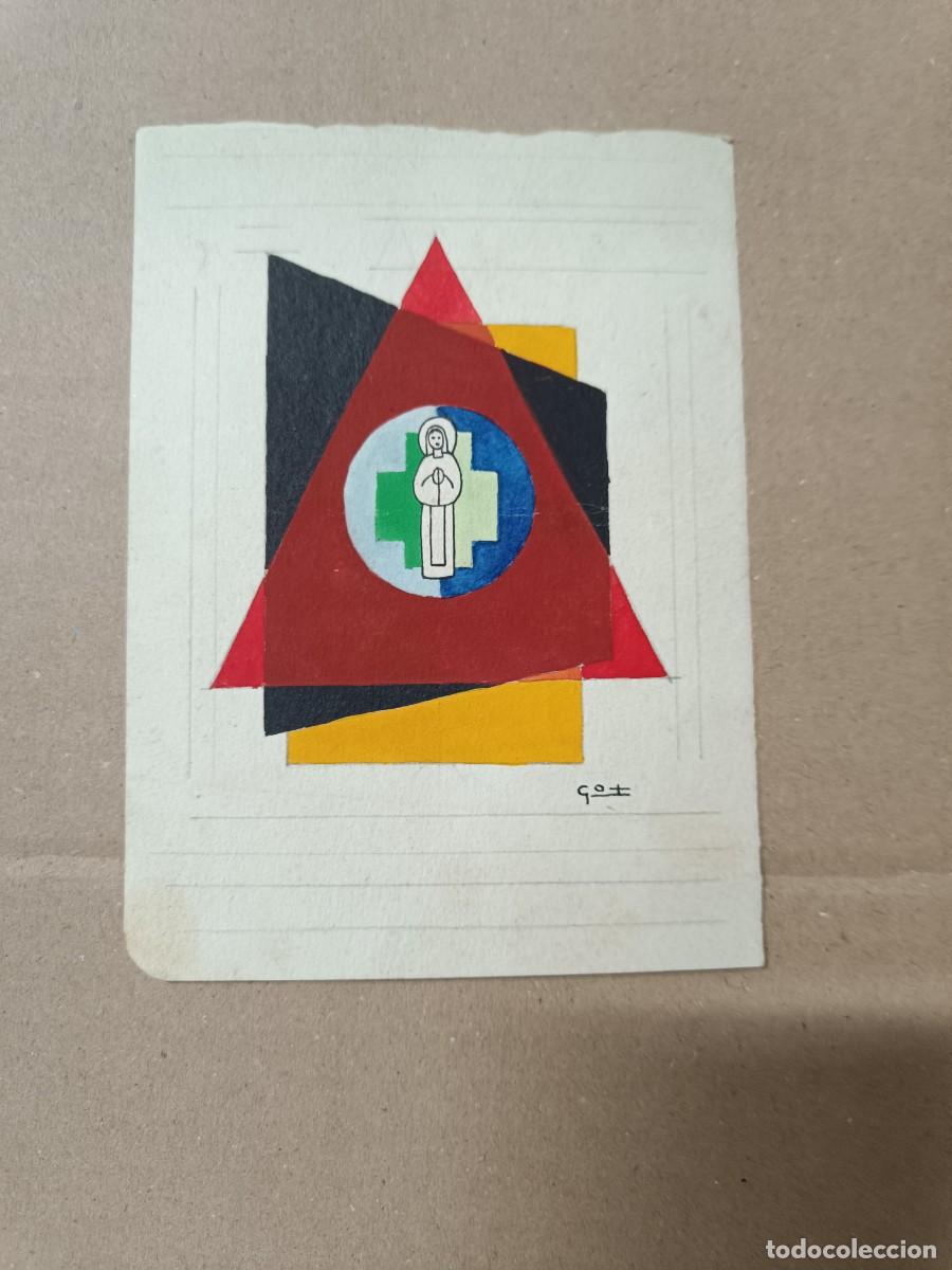 Arte: ANTIGUO DIBUJO RELIGIOSO, JESUCRISTO, FIRMA A IDENTIFICAR, ESCRITO DETRAS EXCURSION A LOURDES -P28