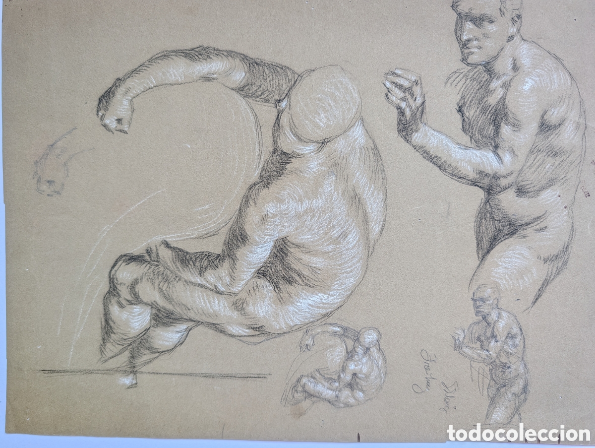Kunst: ALEXANDER ROTHAUG - BOCETOS DE FIGURAS MASCULINAS PARA &rdquo;EL RAPTO&rdquo; (&rdquo;DIE ENTF&Uuml;HRUNG&rdquo;).
