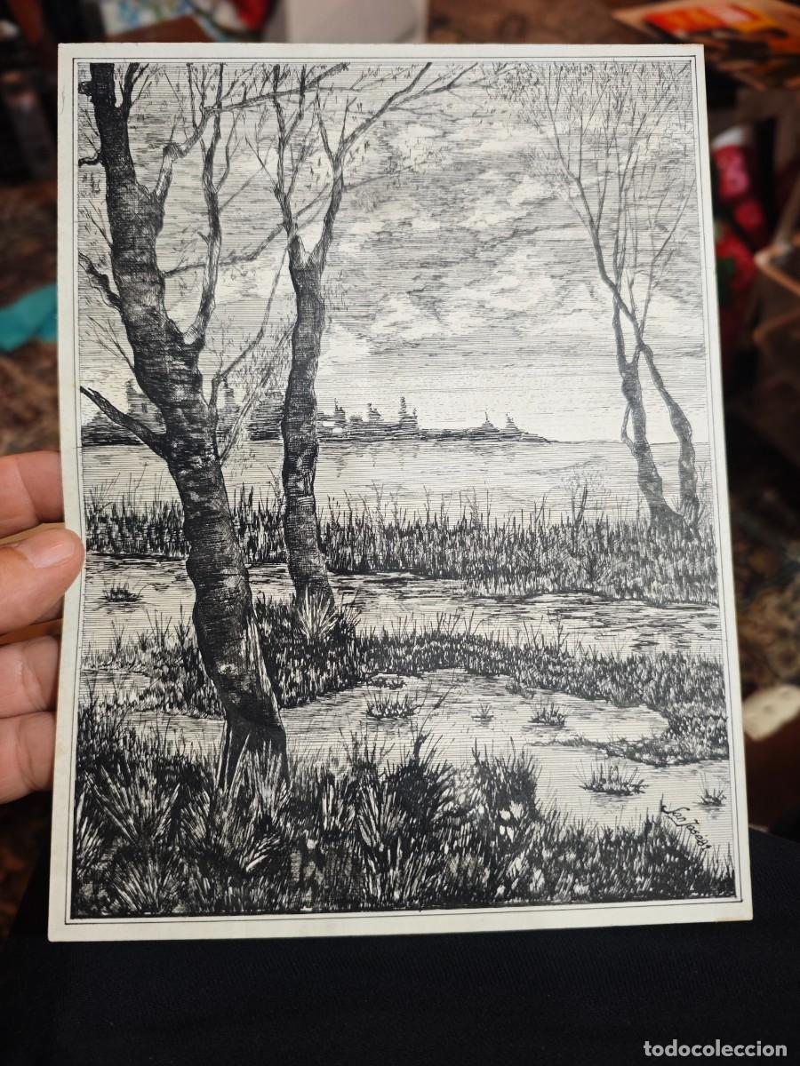 Arte: Dibujo plumilla corcubion Galicia firmado