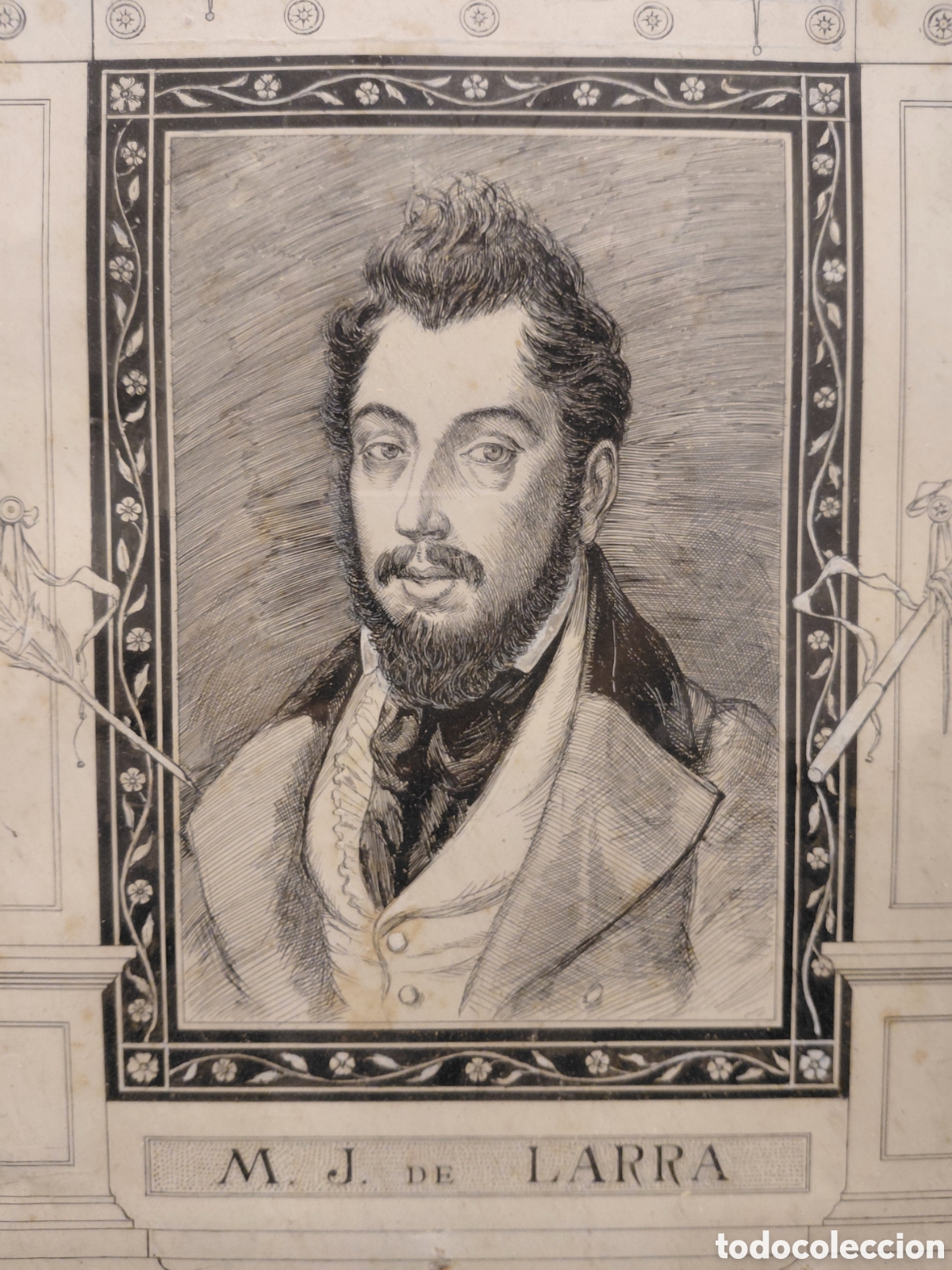 Art: Jose Luis Pellicer (1901-1942). Retrato de Mariano Jos&eacute; Larra, tinta sobre papel.