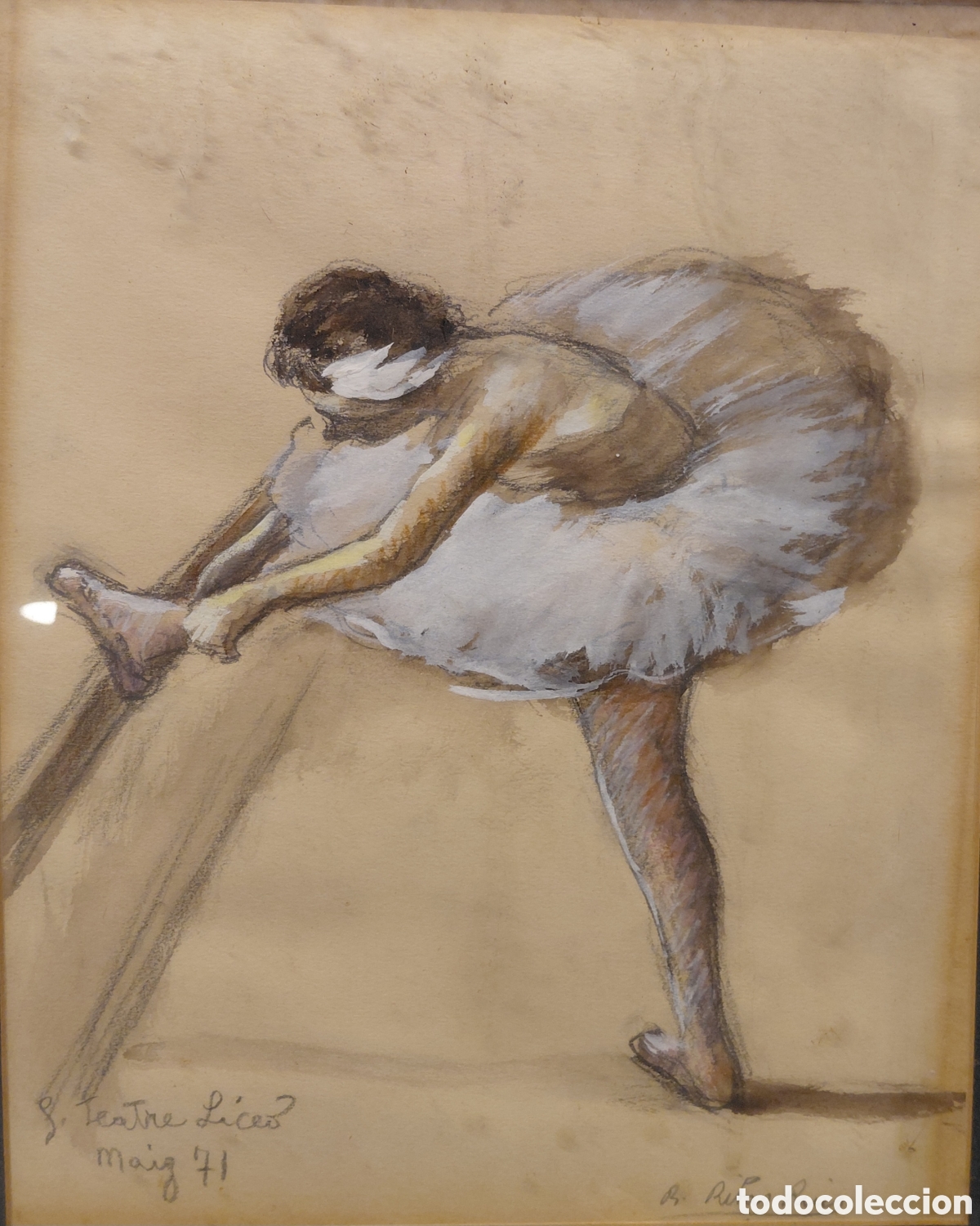 Arte: Ram&oacute;n Ribas Rius (1903-1983). Bailarina, t&eacute;cnica mixta sobre papel.