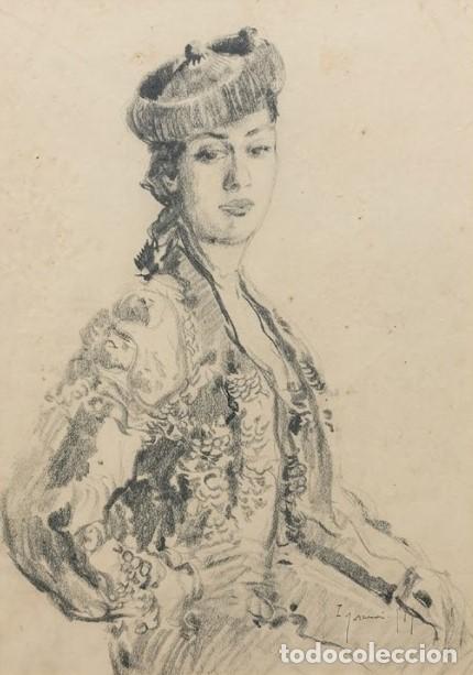 Art: RETRATO DE MUJER CON CHAQUETILLA DE TORERO. IGNACIO GIL. DIBUJO A L&Aacute;PIZ SOBRE PAPEL. ESPA&Ntilde;A. XX.
