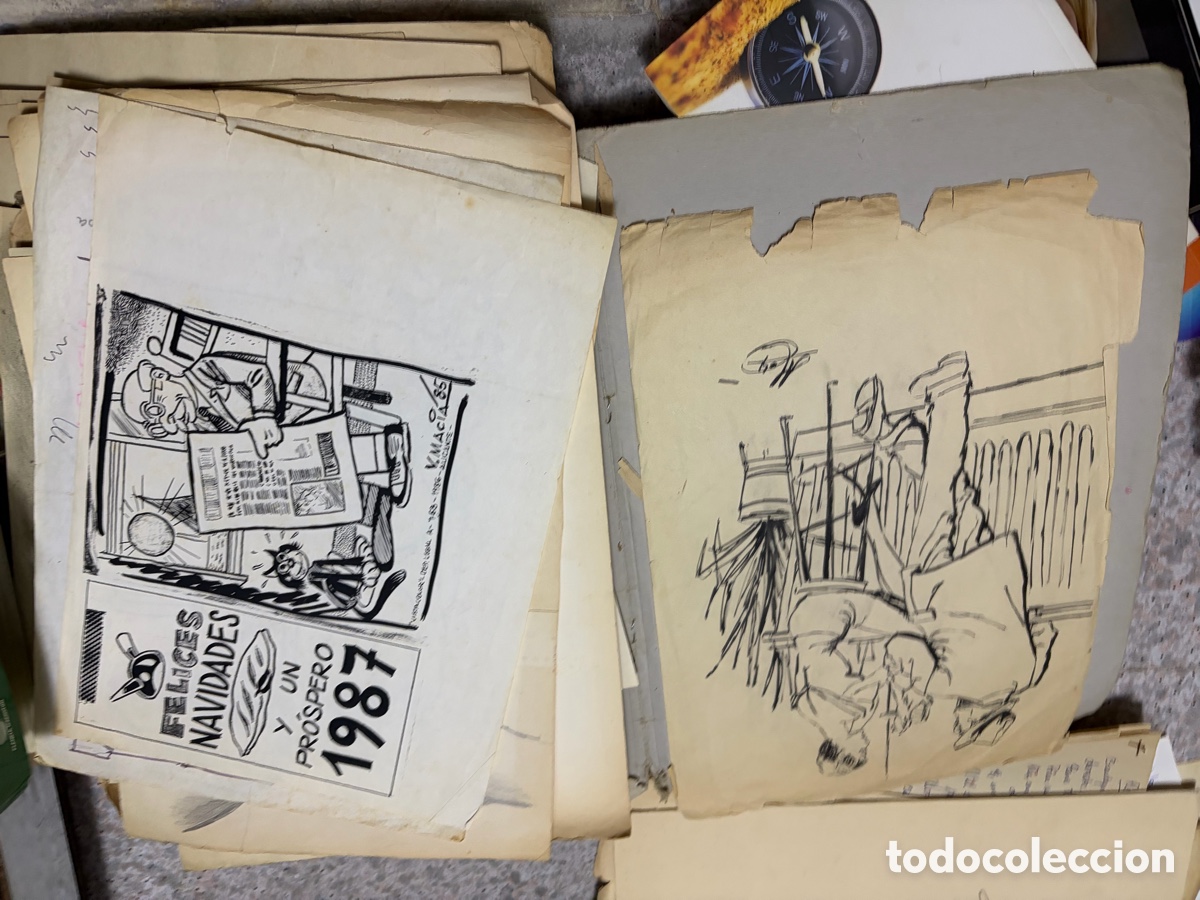 Arte: Blas112A carpeta con unos 80 dibujos originales a&ntilde;os 70 de estudiante de arte - dibujo