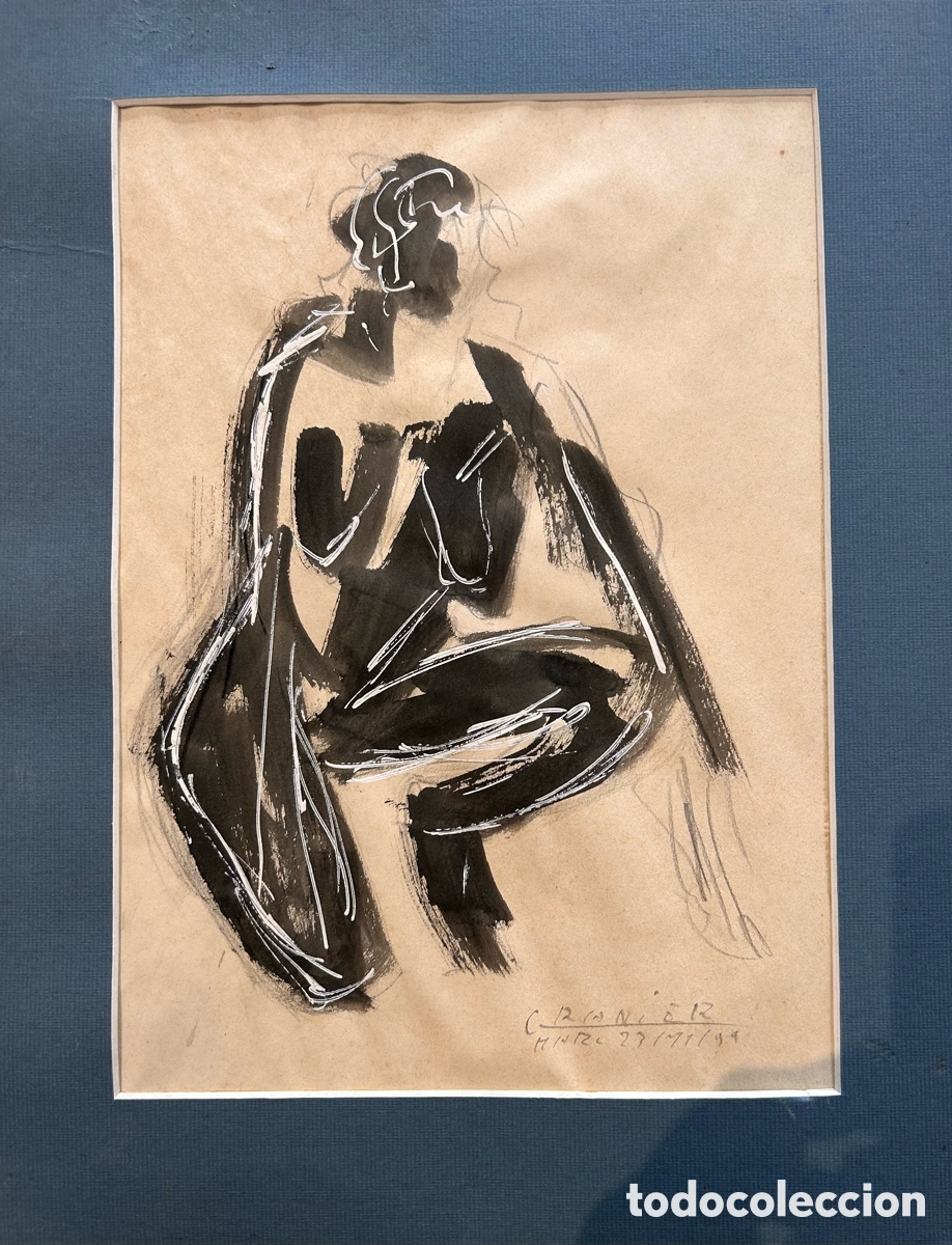 Art: Dibujo figurativo &ndash; Figura femenina sentada &ndash; t&eacute;cnica mixta sobre papel &ndash; fechado 1994 &ndash; 30 &times; 20 cm